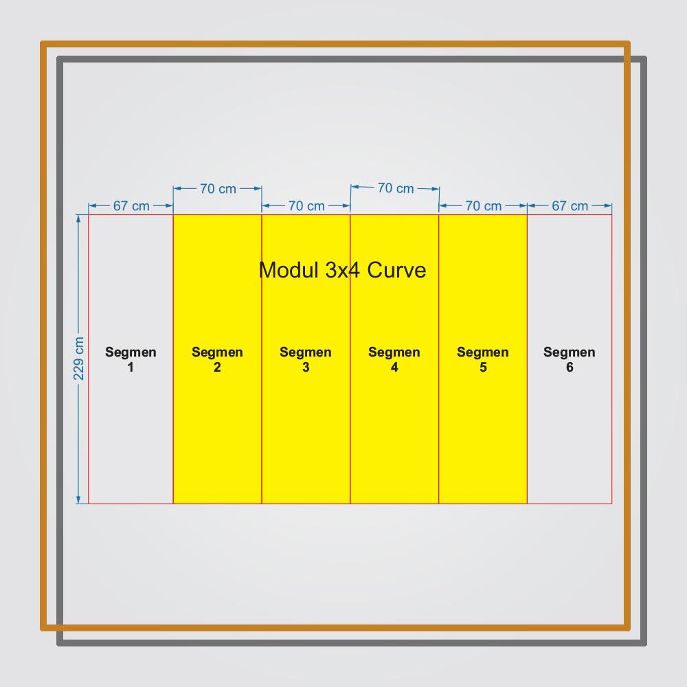 Backwall Portable 3x4 Curve Laminasi Matte