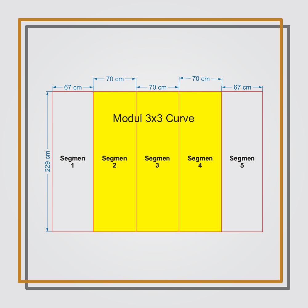 Backwall Portable 3x3 Curve Laminasi Glossy